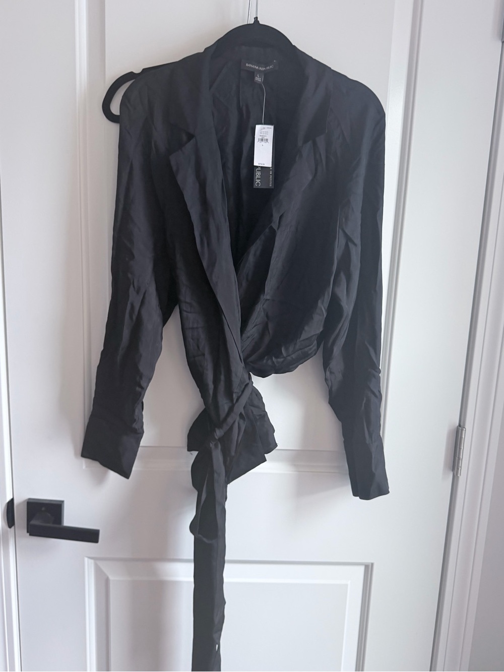 Banana Republic Black Wrap Tie Blouse